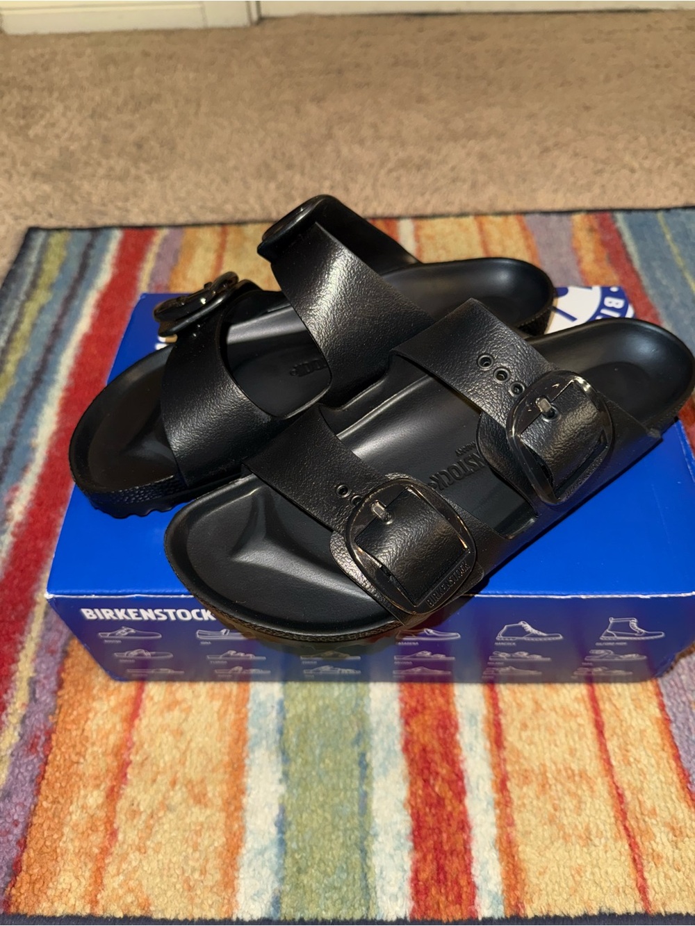 Birkenstock Black Two-Buckle Slide Sandals